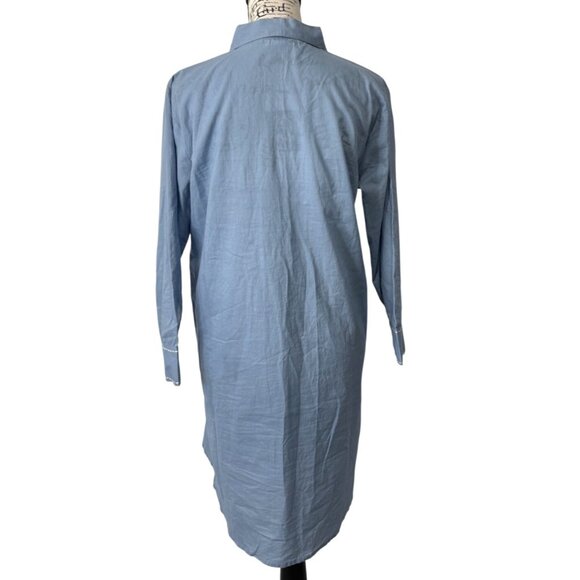 Debbie Katz South Beach Womens Shirt Dress Blue Cotton Embroidered Floral Size S - Picture 3 of 7